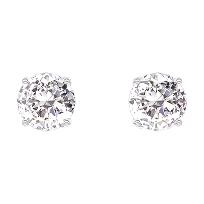 Clous D Oreilles Or Blanc 18k Diamant Blanc 0 05 Ct 2 Pierres Brillant W Si O3 5 Mm 558282 main image 1