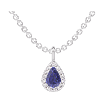 Pendentif En Or 18 Carats Avec Saphir Bleu Et 3 Diamants, 1,18g, Occasion