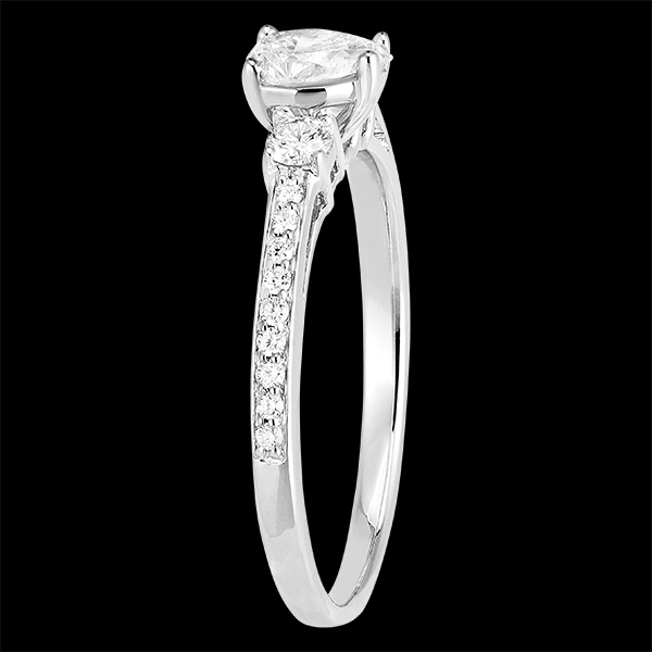 Bague « l’Atelier » 180427 - Or blanc 18 carats - Diamant de laboratoire Poire 0.3 carat - Pierres de côté Diamant - Sertissage Diamant