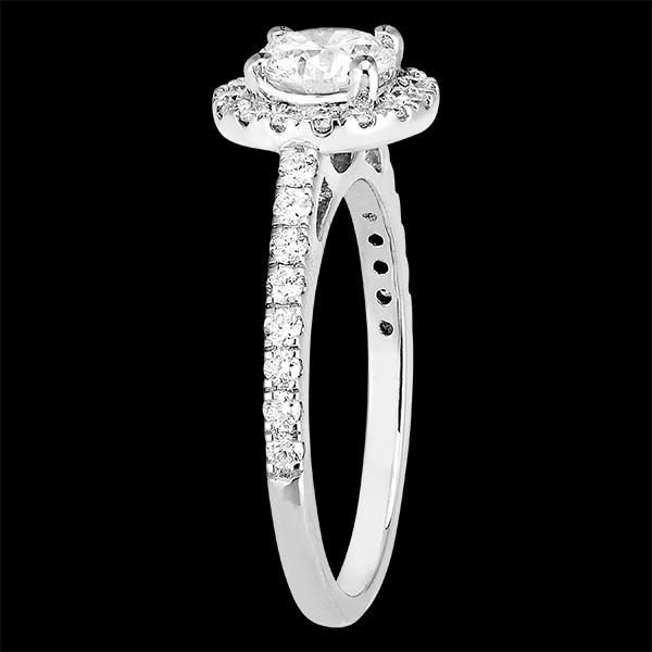 Ring « l’Atelier » 170007 - Witgoud 18 karaat - Diamant rond 0.5 Karaat - Halo Diamant - Setting Diamant