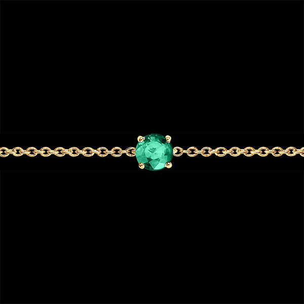 Armband « l’Atelier » 200770 - Gelbgold 375/-(9Kt) - Smaragd rund 0.3 Karat - Kette Ankerkette
