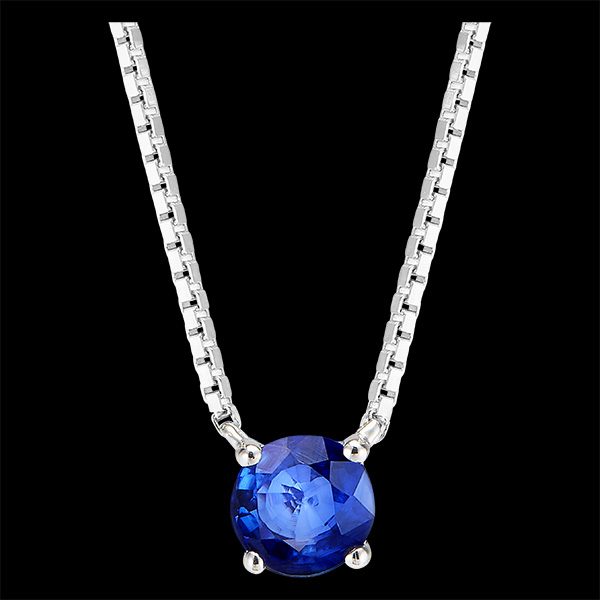 Collier « l’Atelier » 202023 - Or blanc 18 carats - Saphir bleu Rond 0.3 carat - Chaîne Vénitienne