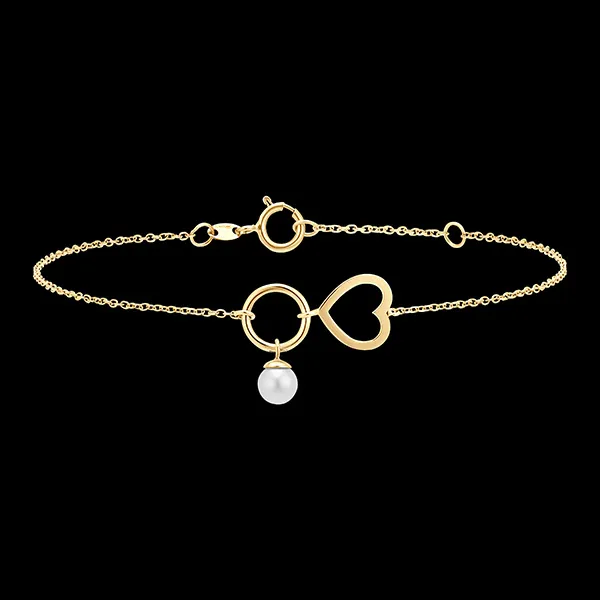 Bracciale Abbondanza - Cuore - oro giallo 9 carati e perla