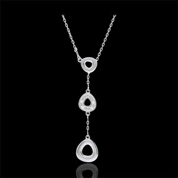 Collana Ogiva - Oro bianco - 9 carati - 5 Diamanti