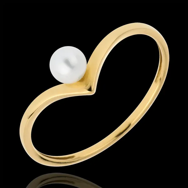 Anello Olga - Oro giallo - 18 carati - Perla bianca