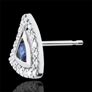 Orecchini Salma - Oro bianco - 9 carati - 36 Diamanti - 0.18 carati - 2 Zaffiri blu