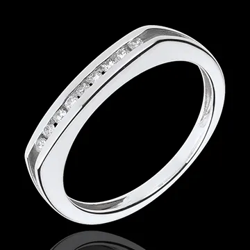 Anello Compromesso - Oro bianco - 18 carati - 9 Diamanti
