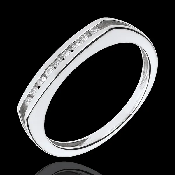 Anello Compromesso - Oro bianco - 18 carati - 9 Diamanti