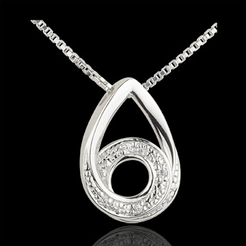 Collana Goccia di Poesia - Oro bianco - 18 carati - 5 Diamanti 