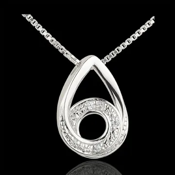 Collana Goccia di Poesia - Oro bianco - 9 carati - 5 Diamanti 
