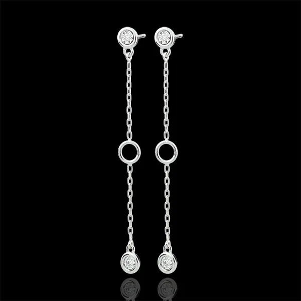 Orecchini Satine - Oro bianco - 9 carati - 4 Diamanti