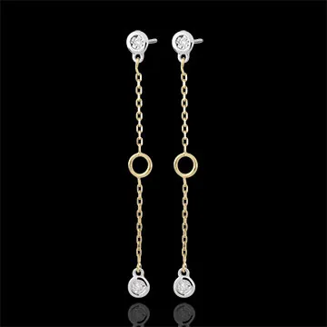 Orecchini Satine - Oro bianco e Oro giallo - 9 carati - 4 Diamanti