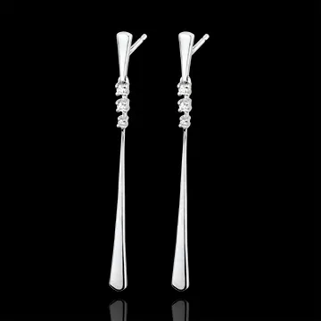 Orecchini Aliria - Oro bianco - 18 carati - 6 Diamanti - 0.10 carati