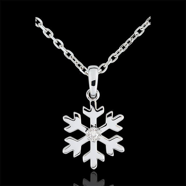 Ciondolo Fiocco d'inverno - Oro bianco - 9 carati - 1 Diamante