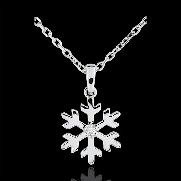 Ciondolo Fiocco d'inverno - Oro bianco - 9 carati - 1 Diamante