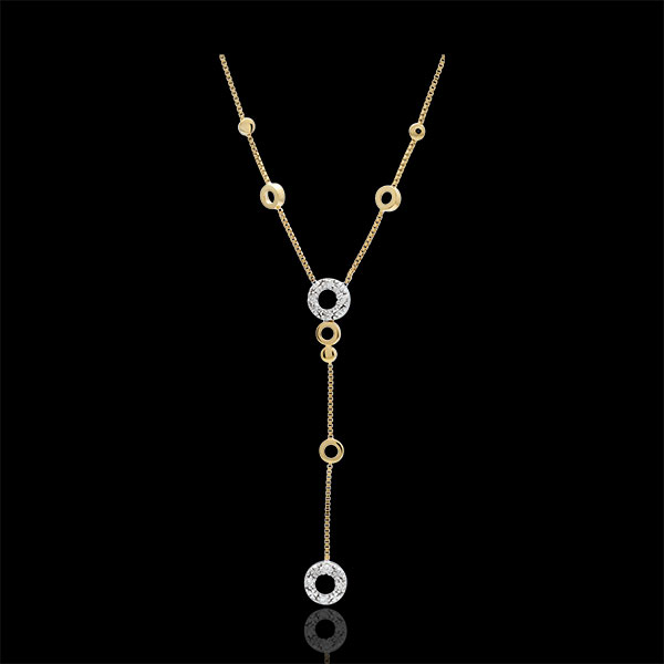 Collana Graziella - Oro bianco e Oro giallo - 9 carati - 8 Diamanti