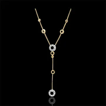 Collana Graziella - Oro bianco e Oro giallo - 9 carati - 8 Diamanti