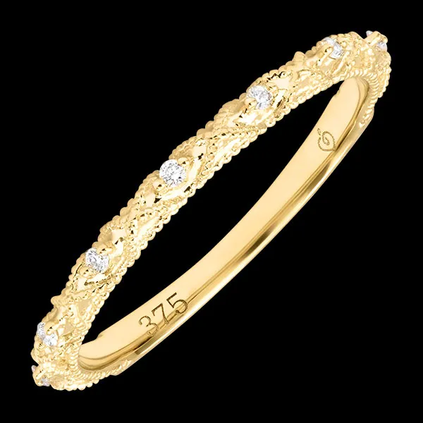 Anello Lira – Oro giallo 9 carati e diamanti sintetici
