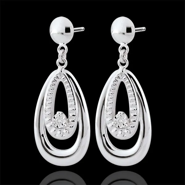 Orecchini Doria - Oro bianco - 9 carati - 2 Diamanti 