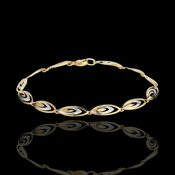 Bracciale Piume di ganga - Oro bianco e Oro giallo - 18 carati - 12 Diamanti