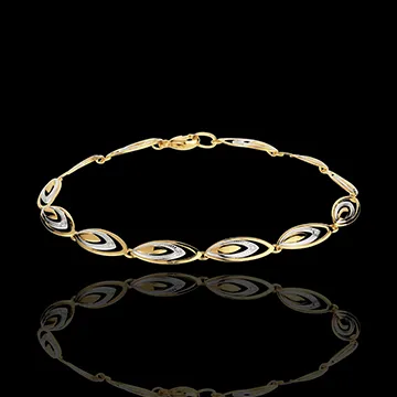 Bracciale Piume di ganga - Oro bianco e Oro giallo - 18 carati - 12 Diamanti