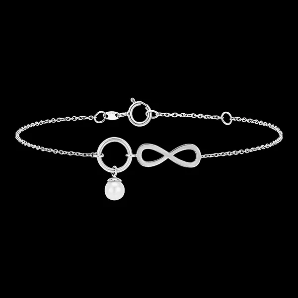 Bracciale Abbondanza - Infinito - oro bianco 9 carati e perla