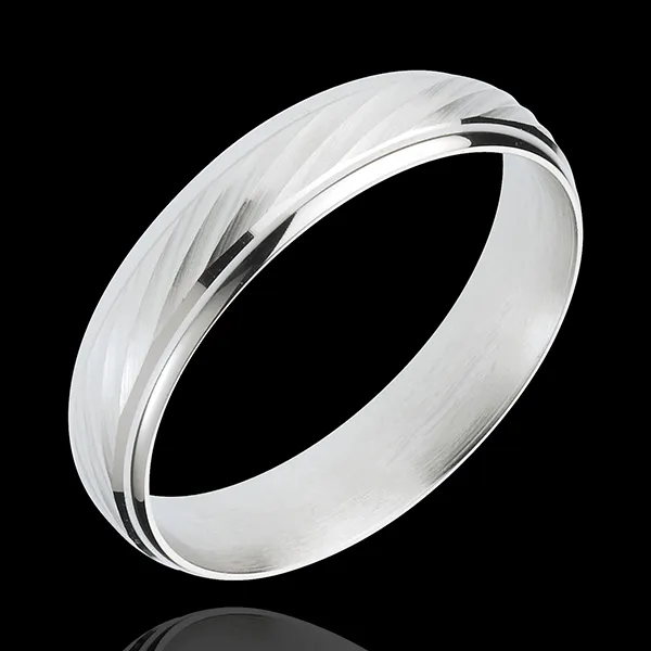 Fede nuziale - Vortice - Oro bianco - 18 carati