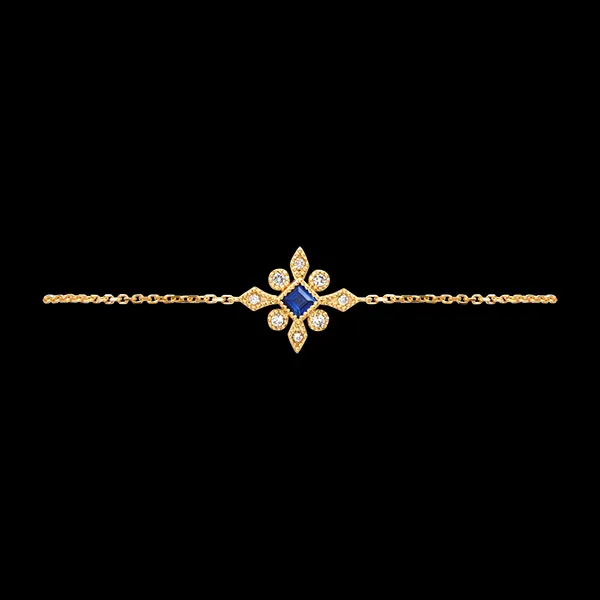 Bracciale Fleur Astrale – Oro giallo 9 carati con zaffiro sintetico e diamanti sintetici
