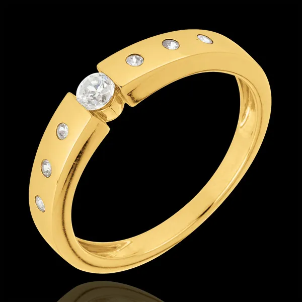 Anello Solitario Désirée - Oro giallo - 18 carati - 7 Diamanti - 0.17 carati