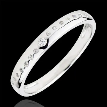 Fede con diamanti Nuziale - Oro bianco - 9 carati - 15 Diamanti 
