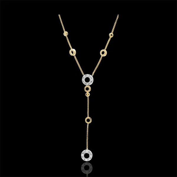 Collana Graziella - Oro bianco e Oro giallo - 9 carati - 8 Diamanti