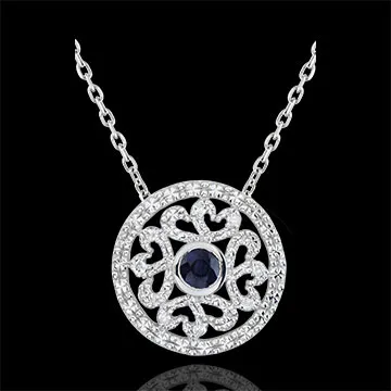 Ciondolo Kiona - Oro bianco - 9 carati - 8 Diamanti - Zaffiro - 0.25 carati
