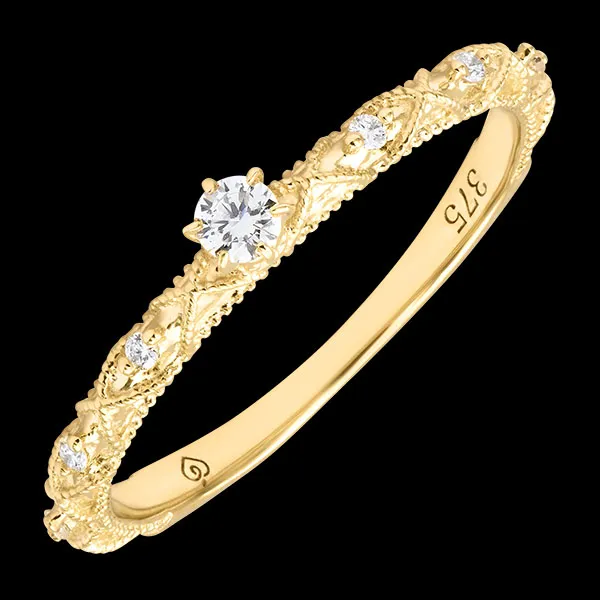 Anello Éloa – Oro giallo 9 carati e diamanti sintetici