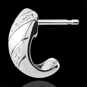 Orecchini a cerchio - Jolie - Oro bianco - 9 carati - 12 Diamanti 