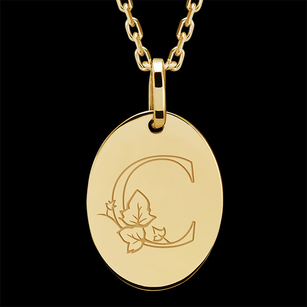 Medaglietta ovale incisa - oro giallo 9 carati - Collezione ABC Yours - Edenly Yours