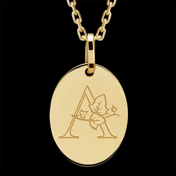 Medaglietta ovale incisa - oro giallo 9 carati - Collezione ABC Yours - Edenly Yours