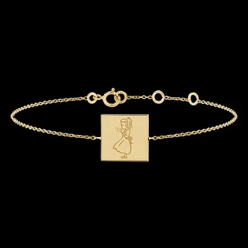 Bracelet médaille carrée gravée - or jaune 9 carats - Collection Baby Yours - Edenly Yours