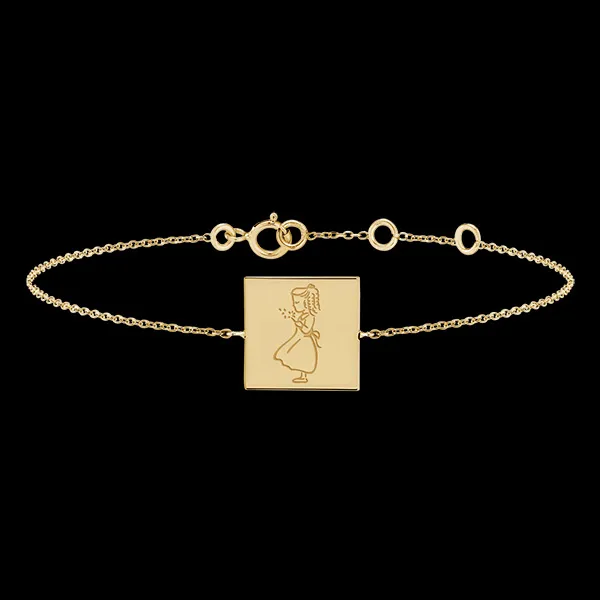 Brazalete con medalla grabada cuadrada - Oro amarillo de 9 quilates - Colección Baby Yours - Edenly Yours
