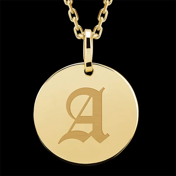 Round medal engraved - 9K yellow gold - ABC Yours Collection - Edenly Yours