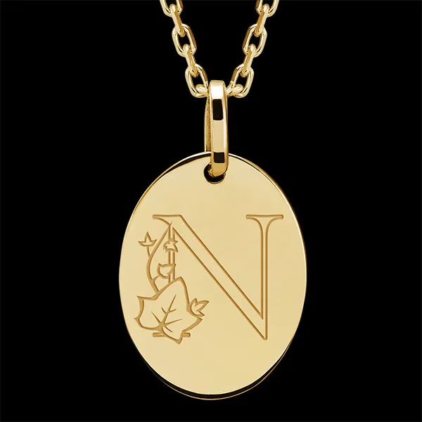 Medaglietta ovale incisa - oro giallo 9 carati - Collezione ABC Yours - Edenly Yours