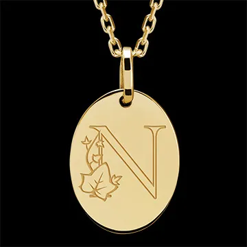 Medalla grabada ovalada - Oro amarillo de 9 quilates - Colección ABC Yours - Edenly Yours