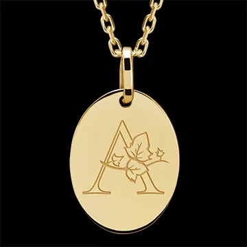 Médaille ovale gravée - or blanc 9 carats - Collection ABC Yours - Edenly Yours