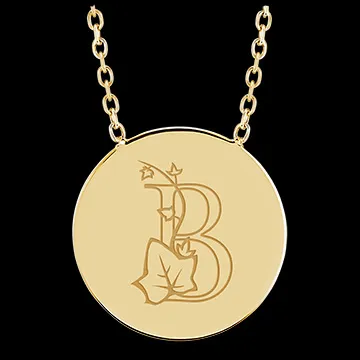Colier medalion rotund gravat - aur galben de 9 carate - Colecția ABC Yours - Edenly Yours