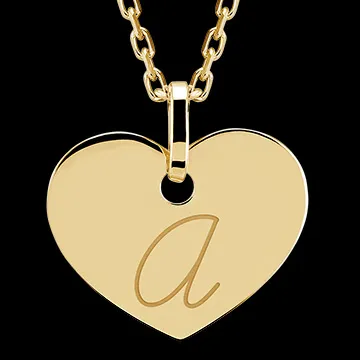 Heart medal engraved - 9K yellow gold - ABC Yours Collection - Edenly Yours