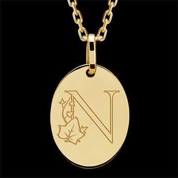 Oval medal engraved - 9K yellow gold - ABC Yours Collection - Edenly Yours