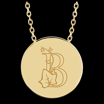 Necklace with engraved round medallion - 9K yellow gold - ABC Yours Collection - Edenly Yours