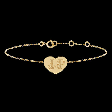 Armband mit herzförmigem Anhänger mit Gravur - Gelbgold, 9 Karat - Kollektion ABC Yours - Edenly Yours