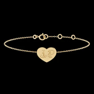 Armband mit herzförmigem Anhänger mit Gravur - Gelbgold, 9 Karat - Kollektion ABC Yours - Edenly Yours