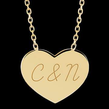Halskette mit herzförmigem Anhänger mit Gravur - Gelbgold, 9 Karat - Kollektion ABC Yours - Edenly Yours