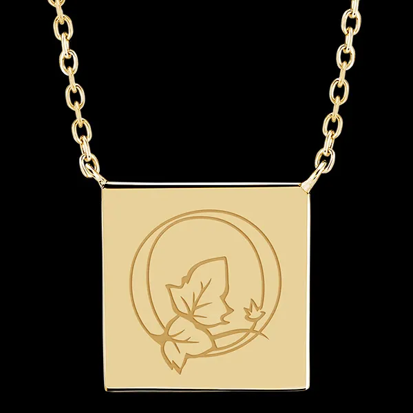 Halsketting met gegraveerd vierkant medaillon - 9K geel goud - ABC Yours Collectie - Edenly Yours